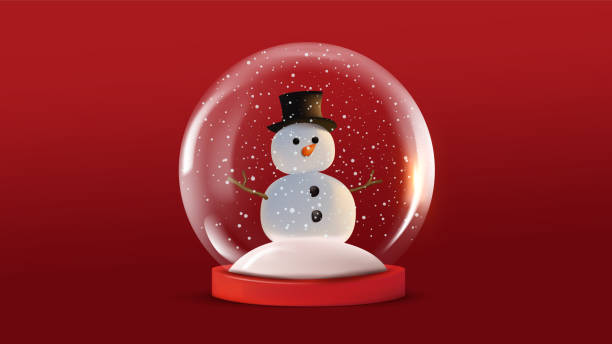 illustrations, cliparts, dessins animés et icônes de bonhomme de neige dans la boule à neige noël design décoratif. - 11160