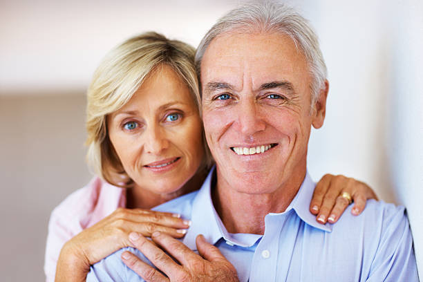 istock Senior couple smiling together 184268604