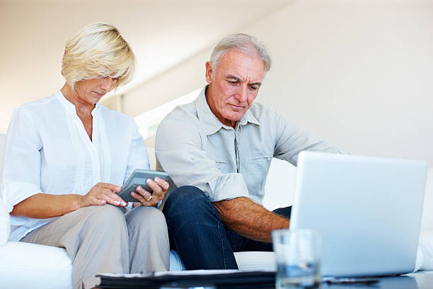 istock Seniors checking family expenses 184268823