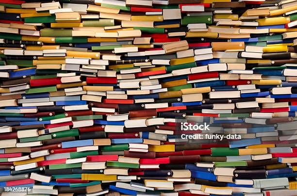 Huge Stack Of Books Book Wall Stock Photo - Download Image Now - Book, Stack, Backgrounds