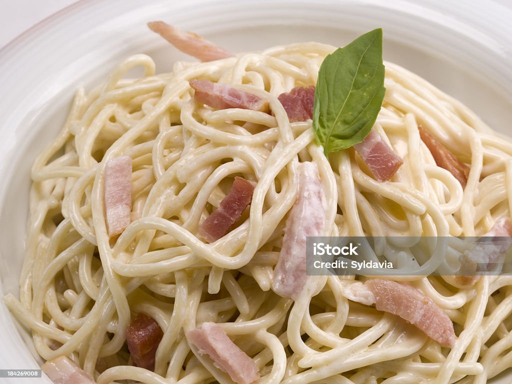 Spaghetti carbonara - Lizenzfrei Bildschärfe Stock-Foto