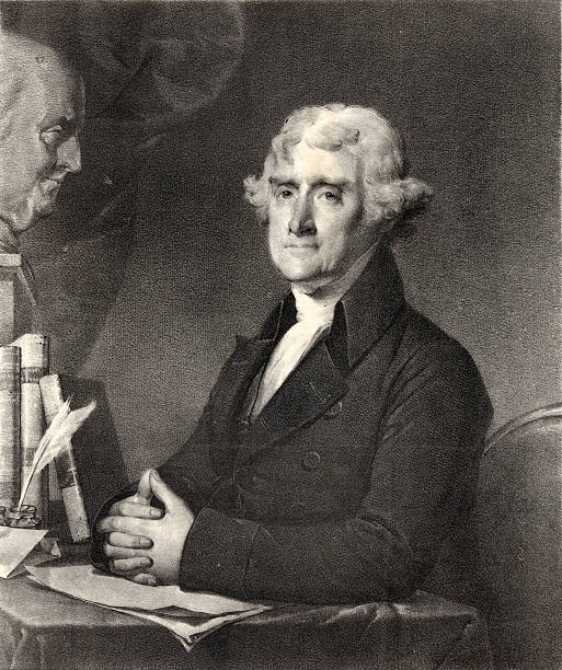 illustrazioni stock, clip art, cartoni animati e icone di tendenza di ritratto di thomas jefferson - thomas jefferson