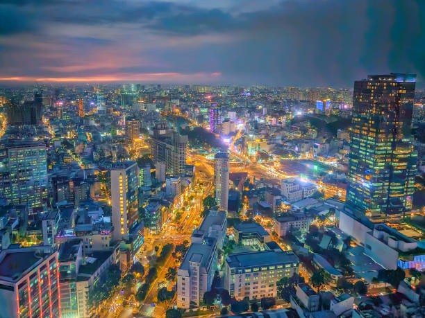istock Ho Chi Minh Saigon aerial view by sunset 1842696367