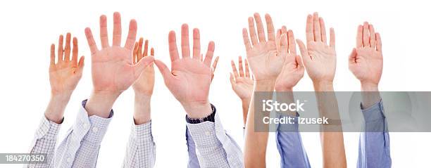 Raised Human Hands Stock Photo - Download Image Now - Business, Business Person, Businessman