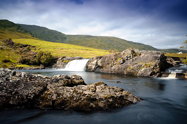 Aasleagh Falls "Beautiful long exposure capture of Aasleagh Falls on Erriff River, Mayo County, Ireland.See also other Ireland shots" connemara national park stock pictures, royalty-free photos & images