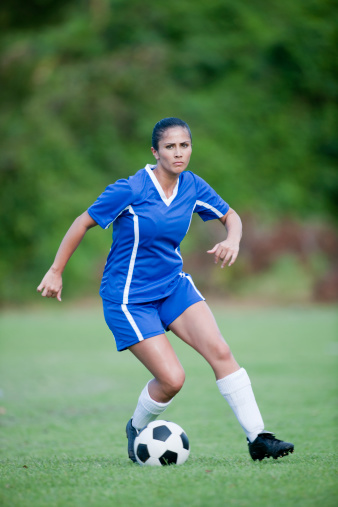 Female  soccer player in action