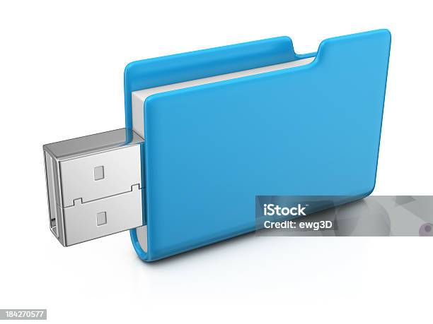 Carpeta Y Unidad Flash Usb Foto de stock y más banco de imágenes de Archivo - Archivo, Llavero USB de memoria, Azul