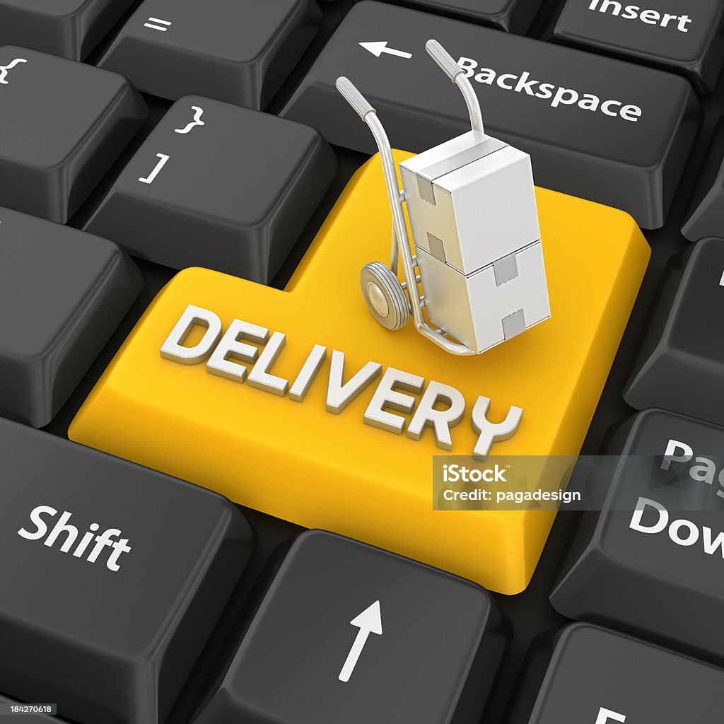 delivery enter key  Box - Container Stock Photo