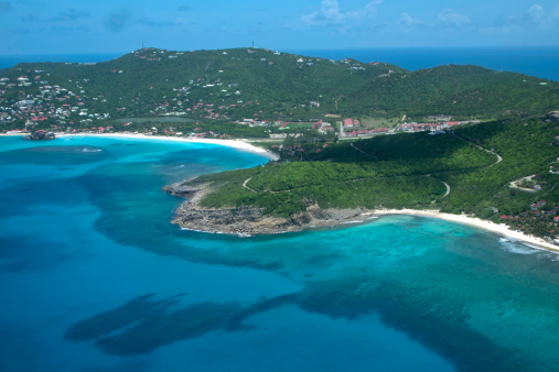 View of the Island of St Barts from the airCARIIBBEAN LIGHTBOX