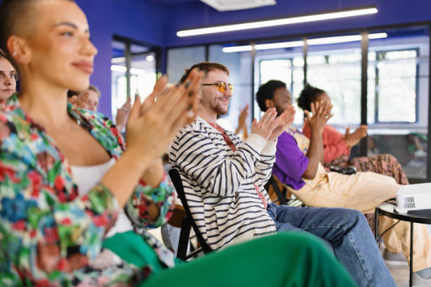 istock People applauding during a speech in the IT company 1842718044
