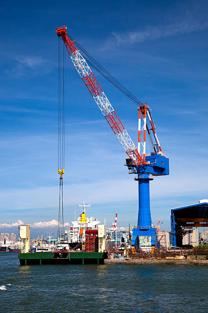 Crane on industrial ship harbor, Kaohsiung, Taiwan, Republic of China stock photo