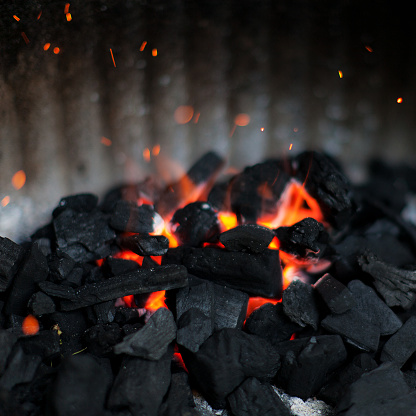 charcoal fire for BBQ