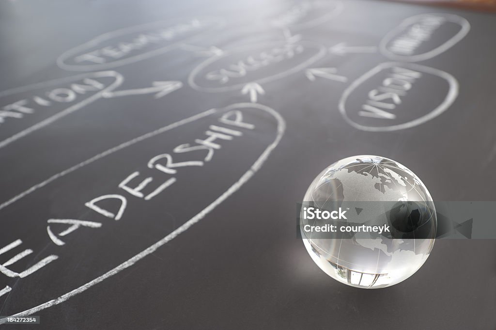 Diagrama em uma placa de giz com Globo do mundo - Royalty-free Globo terrestre Foto de stock