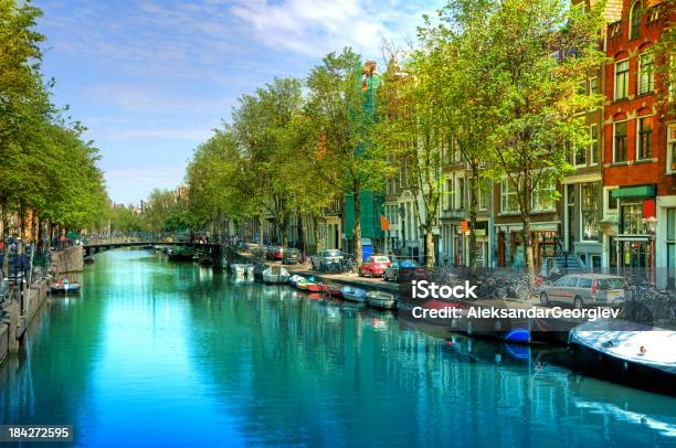 Foto de Amsterdam City Water Canal De Cena e mais fotos de stock de Amsterdã - Amsterdã, Arquitetura, Bar