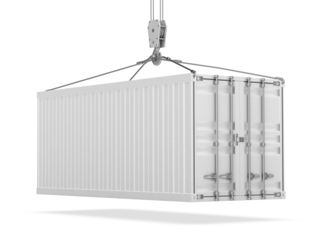 3d render.  White cargo container isolated white background.