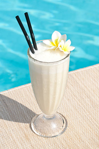 Vanilla milkshake cocktail stock photo