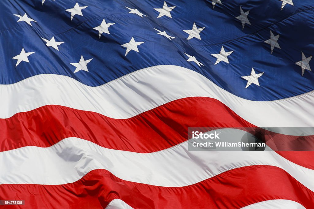 Primer plano de bandera estadounidense - Foto de stock de Puerto Interior libre de derechos