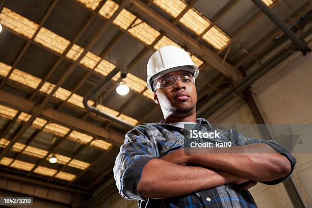 Trabalhador Em Armazém Industrial - Fotografias de stock e mais imagens de Vista de Ângulo Baixo - Vista de Ângulo Baixo, Afro-americano, Origem Africana