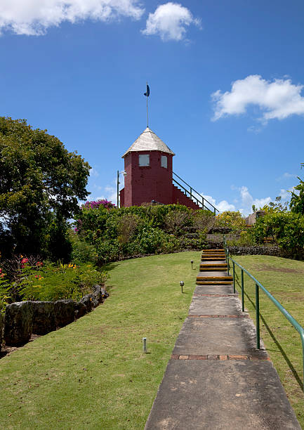 segnale di gun hill, barbados - st george flag architecture famous place foto e immagini stock