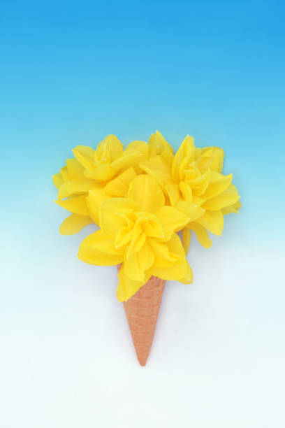 istock Surreal Ice Cream Cone with Spring Daffodil Flowers 1842736126