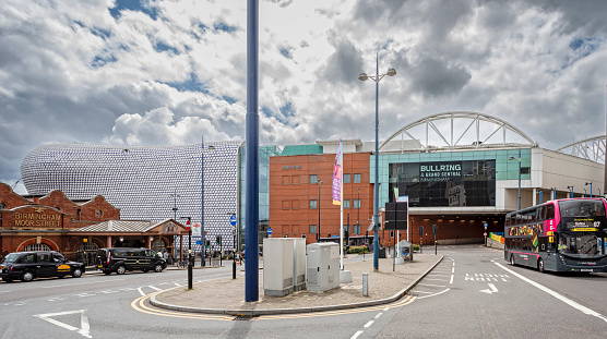 Bullring & Grand Central shopping Mall and Birmingham Moor Street railway Station in Birmingham, West Midlands, UK on 23 July 2023