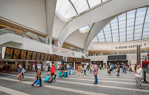 Underground concourse at Birmingham New Street Railway Station, West Midlands, UK on 23 July 2023