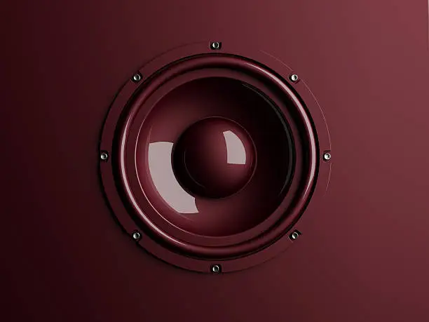 High end CGI shot made by myself showing a fictional photorealistic bass loudspeaker system.