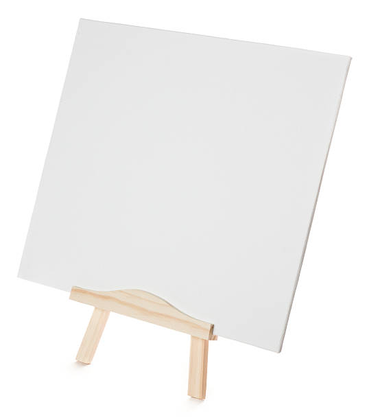 istock Blank canvas with wooden easel on a white background 184274764