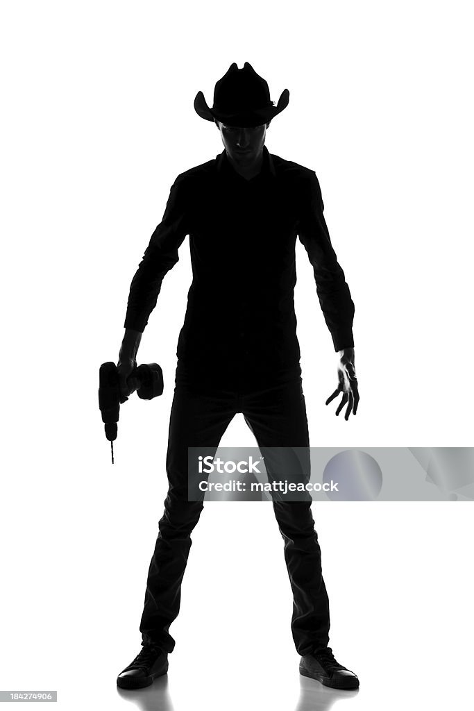 Cowboy builder silhouette - Foto stock royalty-free di Cowboy