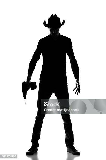 Cowboy Builder Silhouette - Fotografie stock e altre immagini di Cowboy - Cowboy, Sagoma - Controluce, Bricolage