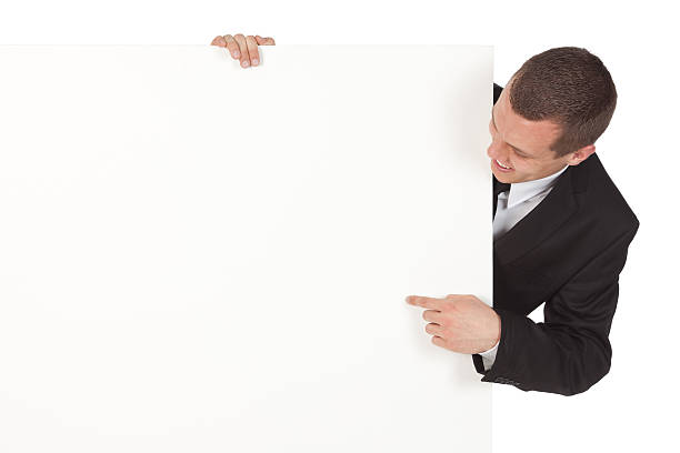 istock Businessman looking at a placard 184275093
