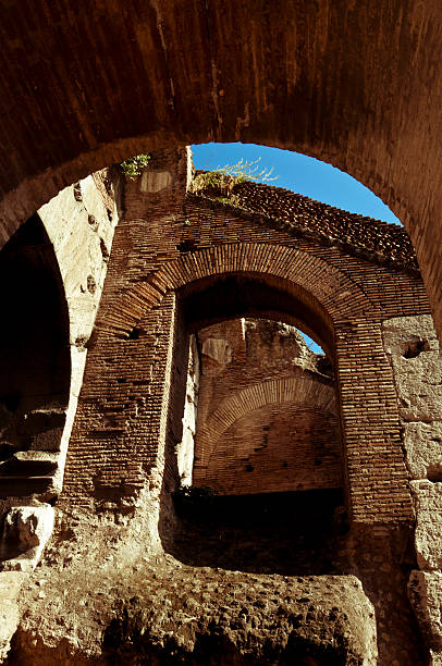 détails de l'intérieur du colisée, rome - light nobody coliseum vertical photos et images de collection