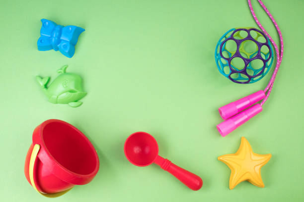 istock Multi-colored children's toys on a colorful background. 1842754047