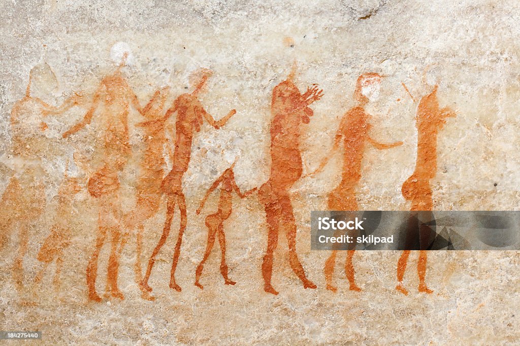 Bushman Pintura rupestre - Foto de stock de Pintura rupestre royalty-free