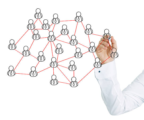 istock Businessman drawing social network 184275447