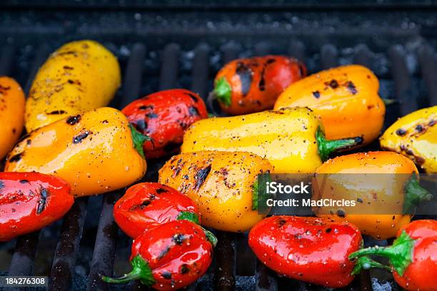 Roasted Peppers Stock Photo - Download Image Now - Barbecue Grill, Vegetable, Grilled