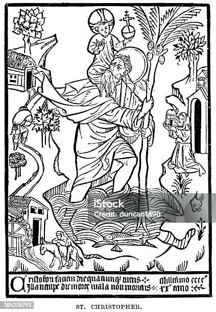 생피에르에 크리스토페 성자에 대한 스톡 벡터 아트 및 기타 이미지 - 성자, 크리스토포로스 - 영성 및 종교, 15세기