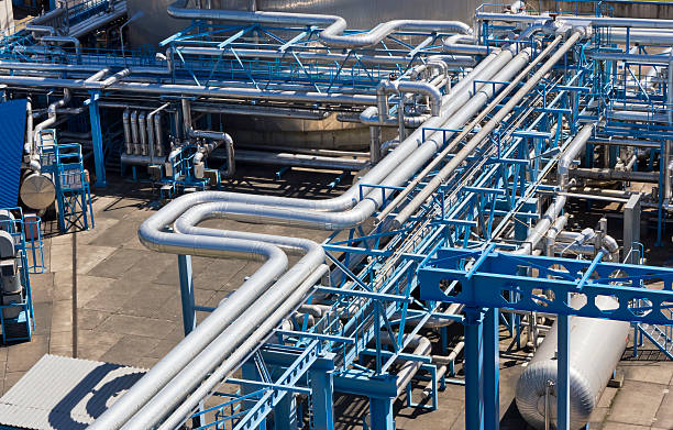 istock Steel pipelines in the factory 184277013