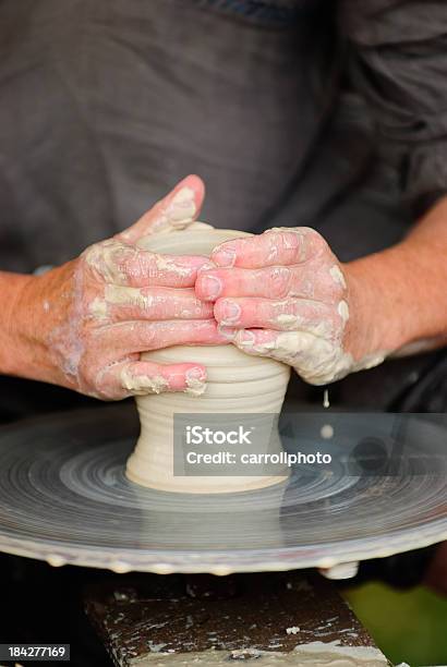 Hands Shaping A Pot On Pottery Wheel Stock Photo - Download Image Now - Adult, Art, Art And Craft
