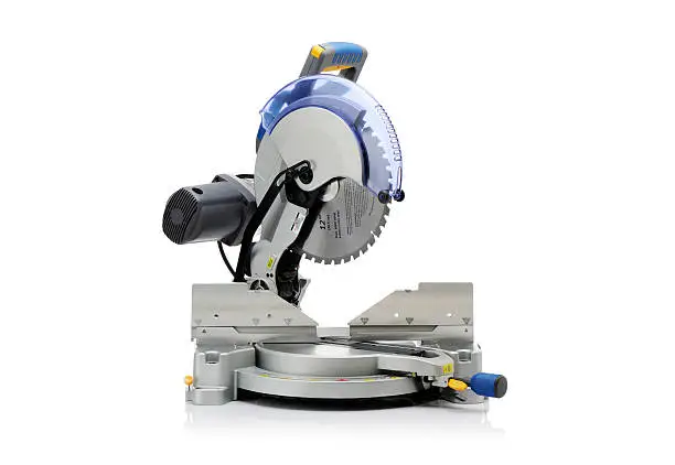 12 inches blade electric or mitre saw isolated on a white background