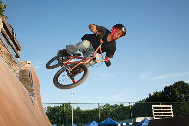 BMX Jump In A Ramp Park