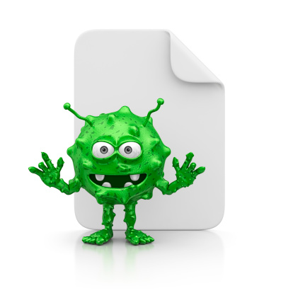 isolated blank file and virus icon.3d render.