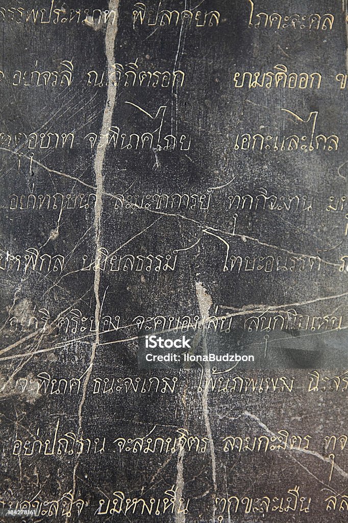 Ancient Thai Letters Background "Ancient Thai Letters Background, Grand Palace Bangkok" Alphabet Stock Photo
