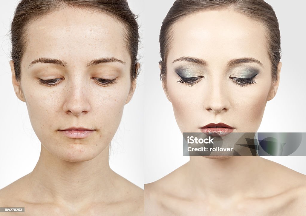 Vor Sie nach - Lizenzfrei Make-Up Stock-Foto