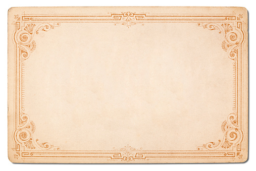 Back of an old photograph from 1896, great border surrounds a large Copy Space area. Use it as a Vertical or Horizontal.