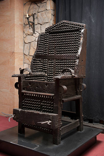Electric chair in the dark room, 3D rendering