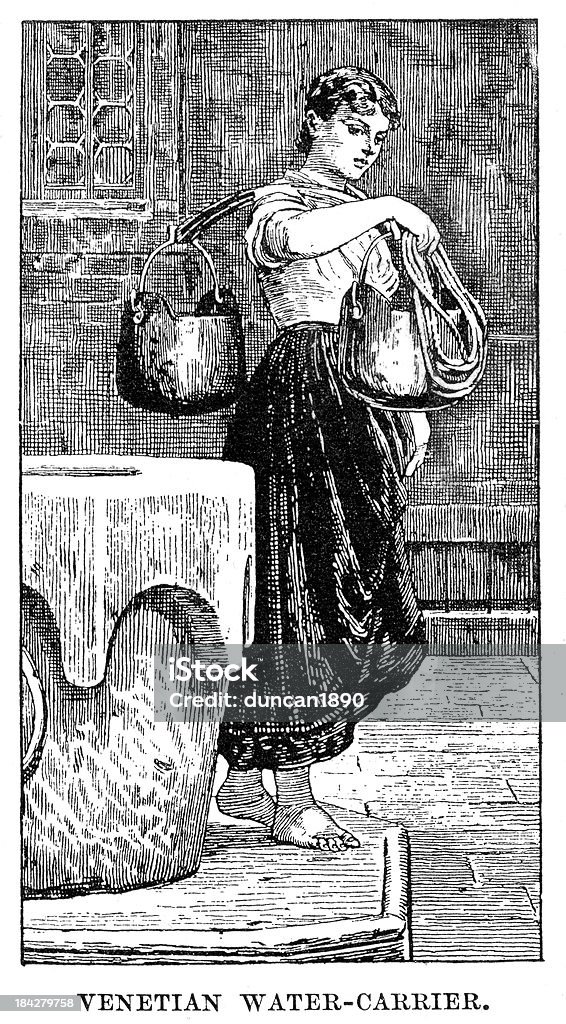 Venetian Wasser Carrier - Lizenzfrei Alt Stock-Illustration