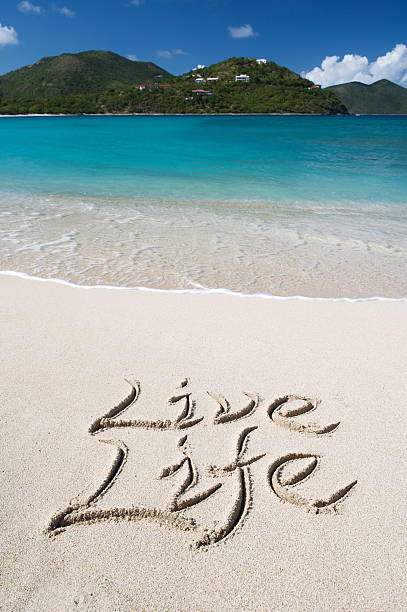 istock Live Life Inspirational Message Handwritten on Tropical Beach 184280262