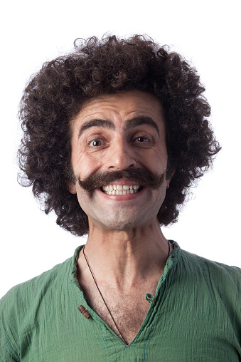 Smiling man with real big mustaches