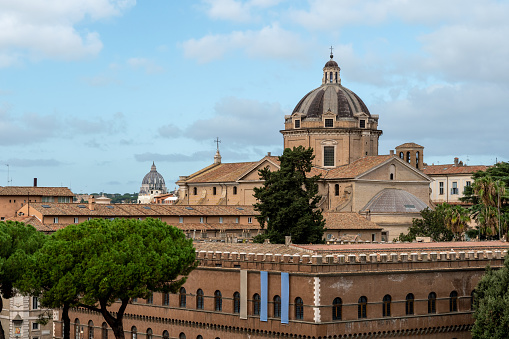 View of Rome with rooftops and domes